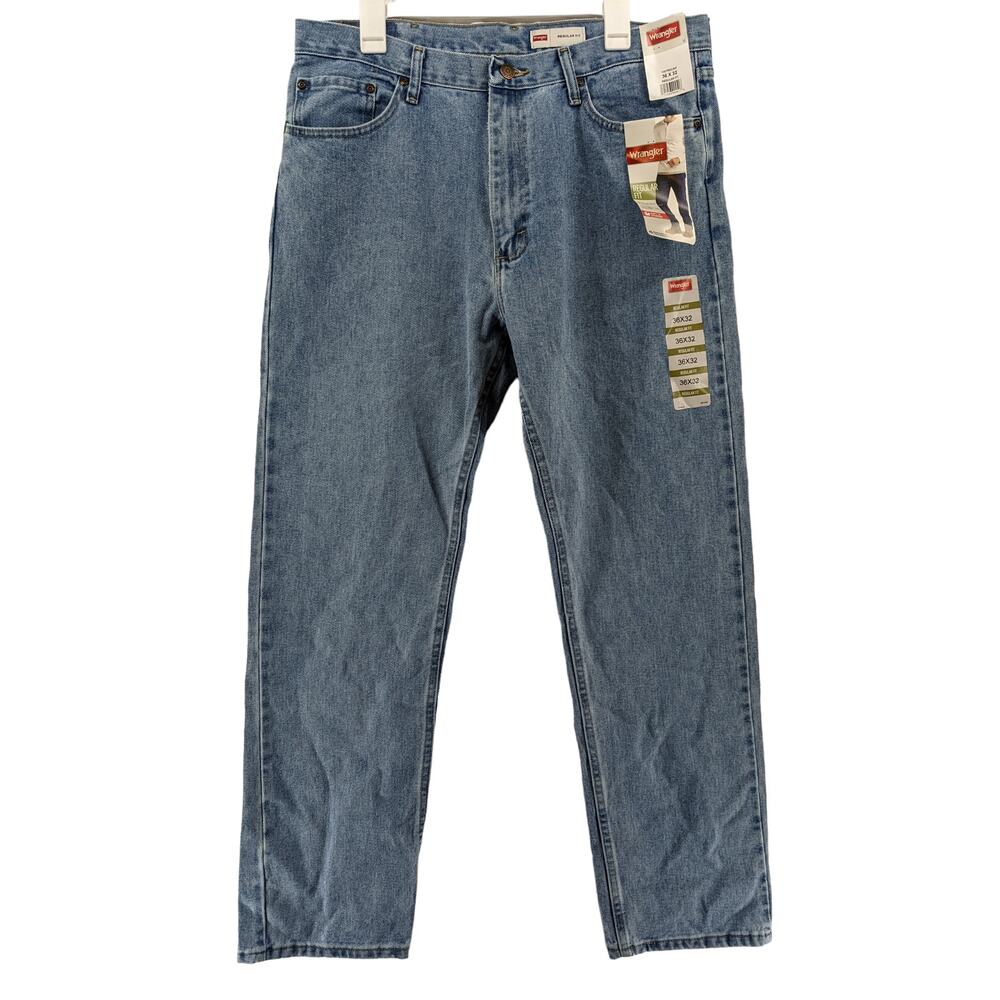 Wrangler Jeans Straight Leg 36x32 Apollo Blue Men Regular Fit Soft Strong Rugged - Picture 11 of 11